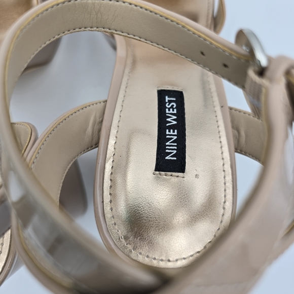 Nine West Joya3 Block Heel Ankle Strap Sandals, Nude, like-new, Size 9M - Picture 10 of 16